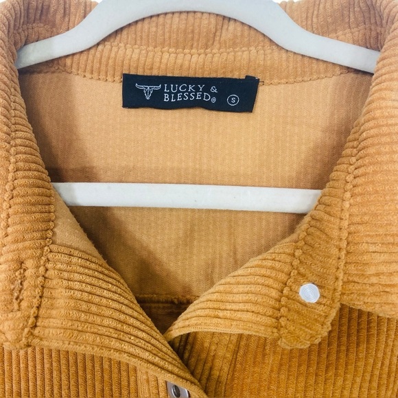 Corduroy Shacket Jacket Caramel Tan Oversized Western Boho Coastal Cowgirl small - Picture 2 of 9